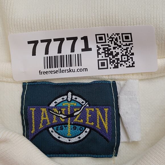 Vintage 90s Jantzen Sweater XL 26x25 Ivory Crest Ribbed - Picture 8 of 12